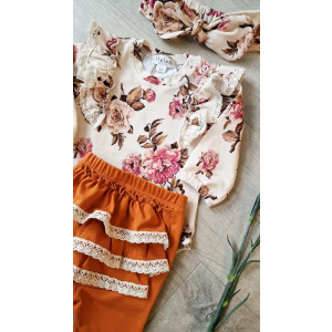 Legginsy Falbanki Zgaszona Pomarańcz Helen