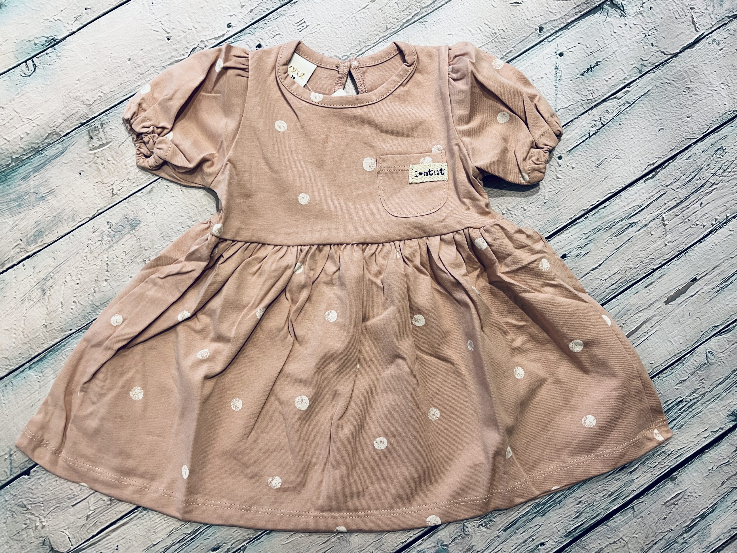 Sukienka krótki rękaw groszki od Atut / 2 kolory - obrazek 4