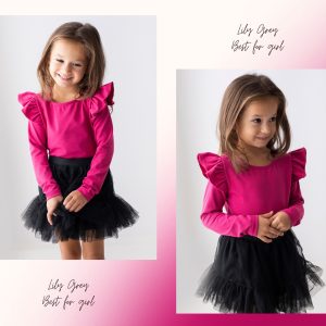 Bluzka Z Falbanką Długi Rękaw Fuksja Lily Grey