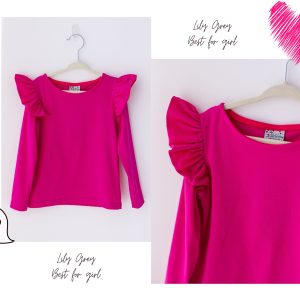 Bluzka Z Falbanką Długi Rękaw Fuksja Lily Grey