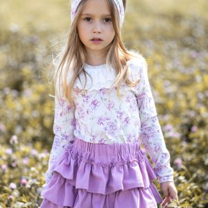 Bluzka Fioletowe Kwiaty Na Beżu Helen