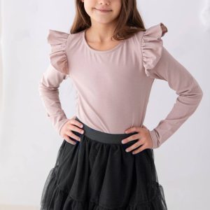 Pudrowa Bluzka Długi Rękaw Lily Grey, 152