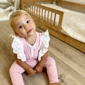 Legginsy Prążek Na Gumowanych Szelkach Barbie Róż BunnyKids