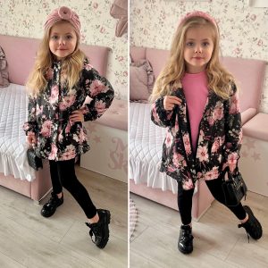 Kurtka Wiosenna Kwiaty na Czerni Haydi