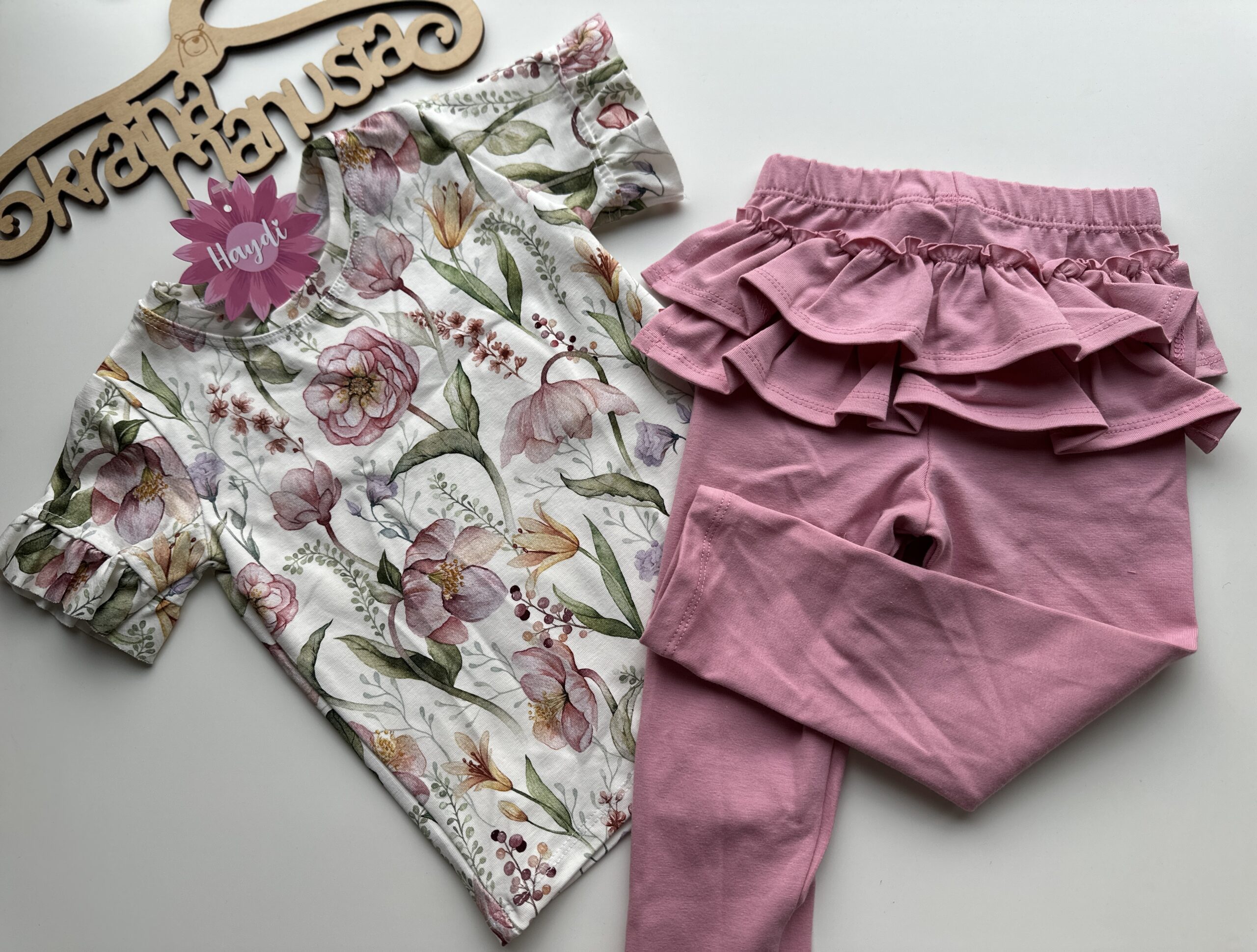 Legginsy Z Falbankami Róż Haydi - obrazek 5