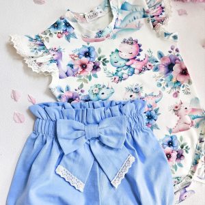 Spodenki Kokardy Z Koronką Niebieskie Helen