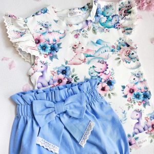 Spodenki Kokardy Z Koronką Niebieskie Helen