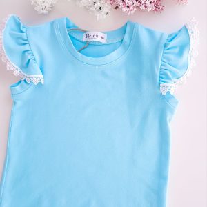 Bluzka Gładka Niebieska Helen