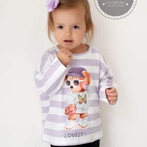 Bluzka Miś Na Fioletowych Pasach Star Kids