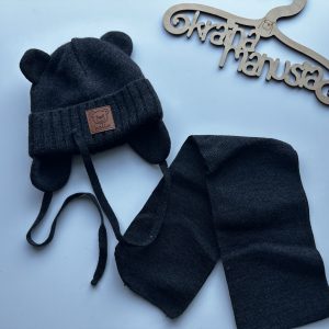 Komplet Zimowy Grafitowy Miś 42-44 cm