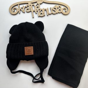 Komplet Zimowy Czarny Miś 42-44 cm