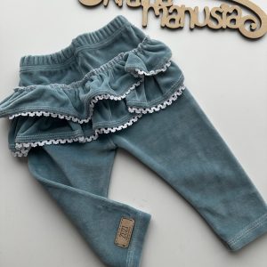 Legginsy Welurowe Niebieskie Falbanki Zuzi Handmade, 68