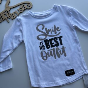 Biały Long Smile Is The Best Outfit Mikoo, 104/110