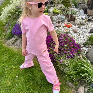 Gładka Bluzeczka Krótki Rękaw Puder Róż Zuzi Handmade