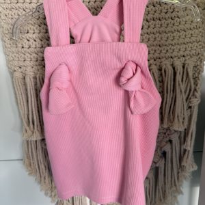 Spódniczka Ogrodniczka Prążek Barbie Róż Ciocia Mi Uszyła