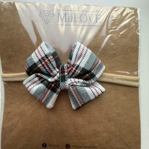 Opaska Bezuciskowa Zielona Krata Kokardka MiiLove