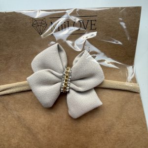 Opaska Bezuciskowa Kokardka Ciepły Popiel Z Kamieniami MiiLove